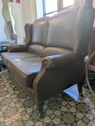 Sofá 2 plazas polipiel marrón