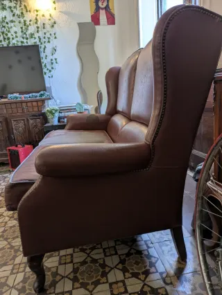 Sofá 2 plazas polipiel marrón