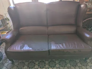 Sofá 2 plazas polipiel marrón