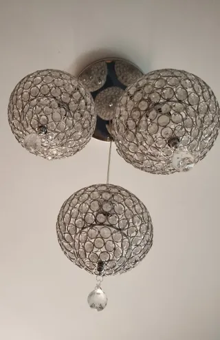 Lámpara colgante cristales 3 focos
