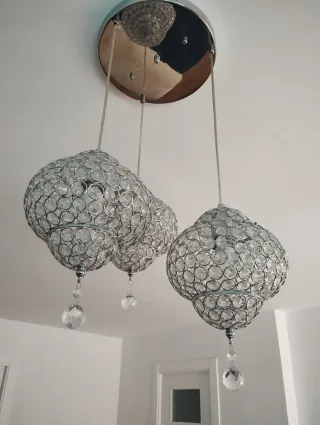 Lámpara colgante cristales 3 focos