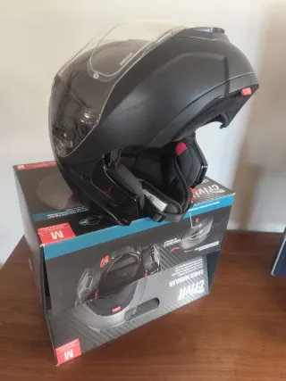 Casco de moto modular negro