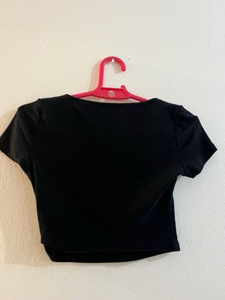 Top Zara Negro Escote Cuadrado