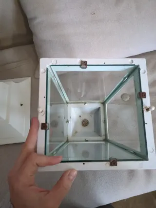 Farol/ Lámpara de exterior blanca y cristal