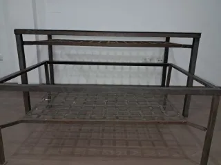 Juego mesas hierro y cristal