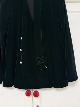 Chaqueta Zara Terciopelo Verde Botones Perla