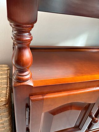 Mesa TV y mesa auxiliar de madera maciza oscura