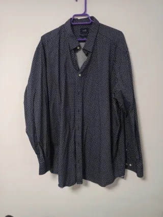 Camisa de hombre Unit azul con puntos blancos XXL