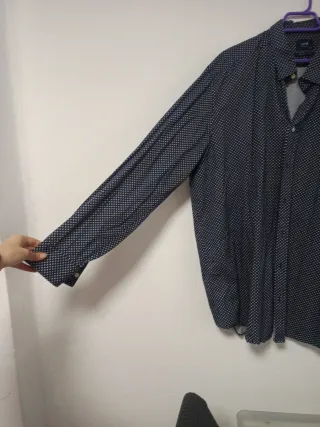 Camisa de hombre Unit azul con puntos blancos XXL