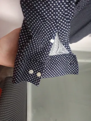 Camisa de hombre Unit azul con puntos blancos XXL