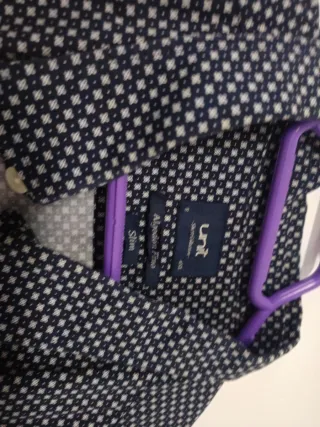 Camisa de hombre Unit azul con puntos blancos XXL