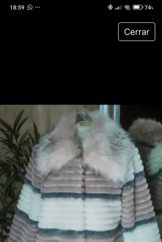 Chaqueta pelo sintético beige y gris