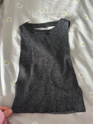 Top fiesta lentejuelas negro y plata