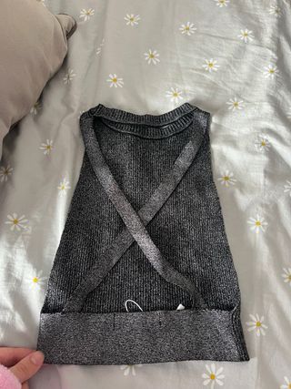 Top fiesta lentejuelas negro y plata