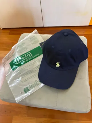 Cappellino Polo Ralph Lauren Blu Logo Giallo