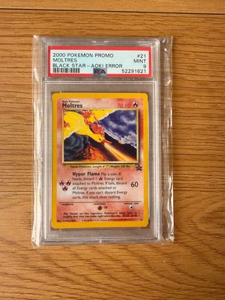Moltres Black Star Promo #21 PSA 9 Aoki Error