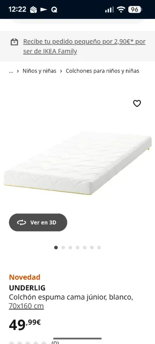 Cama estructura infantil 70x160 + colchón