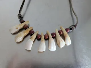 Collana con denti e perline