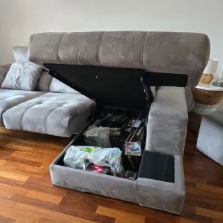 Sofá modular gris de tela