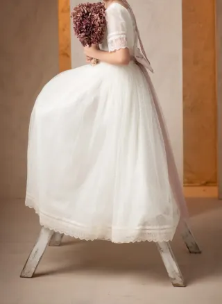 Vestido Comunión Rosa Clará Blanco