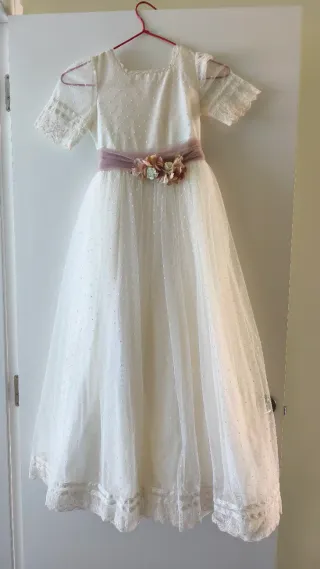 Vestido Comunión Rosa Clará Blanco