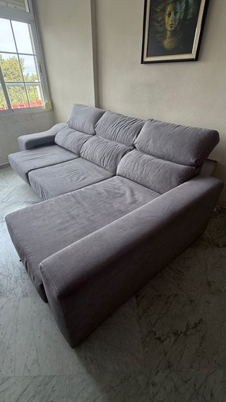 Sofá Chaiselongue Gris Tela anti manchas.
