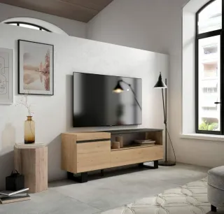 Mueble TV Skraut Home Roble y Negro