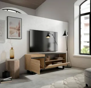 Mueble TV Skraut Home Roble y Negro