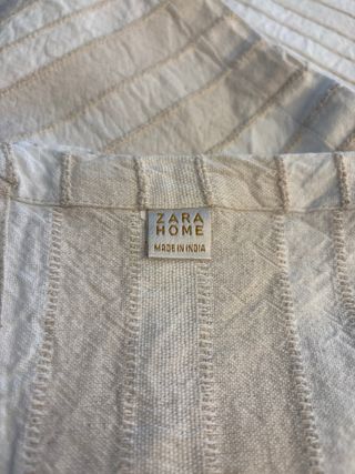 Mantel Zara Home Algodón a Rayas Beige Blanco gran