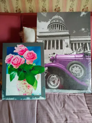 Cuadro Decorativo Morado y Negro