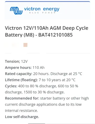 Batería Victron AGM 110Ah con 2 años de GARANTÍA