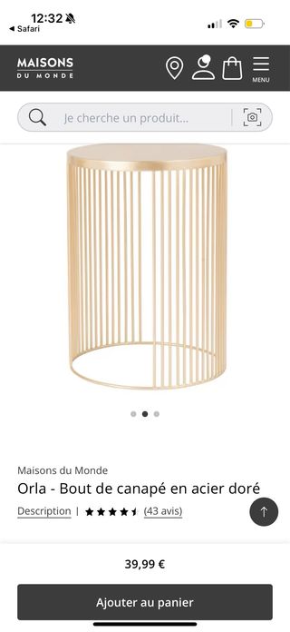 Mesa auxiliar dorada Maisons du Monde