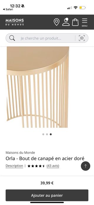 Mesa auxiliar dorada Maisons du Monde