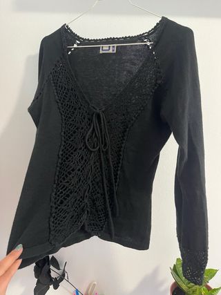 Chaqueta negra ganchillo