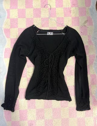 Chaqueta negra ganchillo