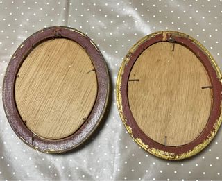 2 Cuadros Óleo Flores Ovalados Dorados