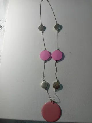Collar Vintage Círculos Rosa y Plata