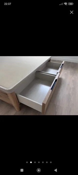 Canapé abatible madera y tela beige