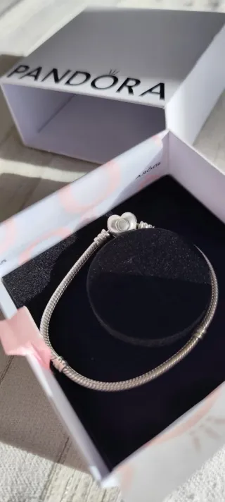 Pulsera para charm Pandora Corazón Plata