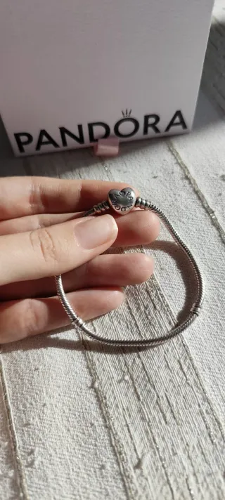 Pulsera para charm Pandora Corazón Plata