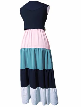 Vestido largo con bloques de color