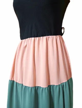 Vestido largo con bloques de color