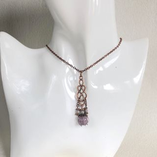 Collana in rame con pietre naturali e vetro Murano