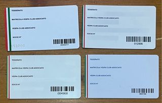 4 Tessere Vespa Club Italia 2018-2024