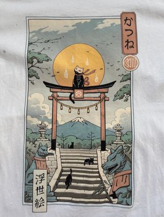 Camiseta Gato Templo Japonés SHEIN Talla M Unisex