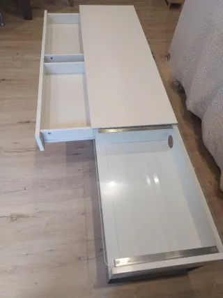 Mueble TV Ikea Blanco y Cristal