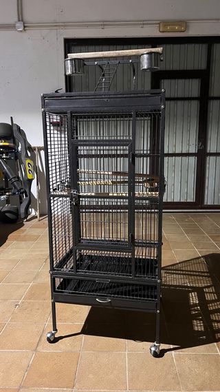 Jaula para loro grande negra