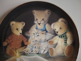 Piatto decorativo Teddy Bear e gattini.