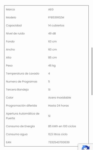 Lavavajillas Aeg Favorit