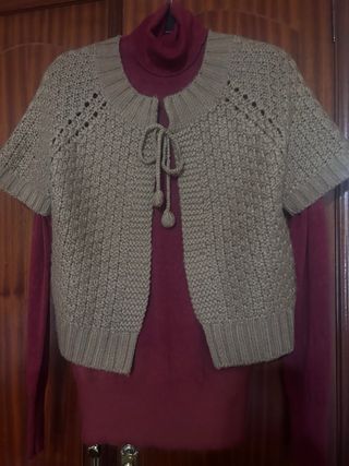 Conjunto jersey y chaleco lana mujer